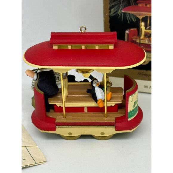 VTG 1994 Hallmark Keepsake Ornament | Kringle Trolley Santa & Penguins, "MAGIC" - Picture 5 of 10